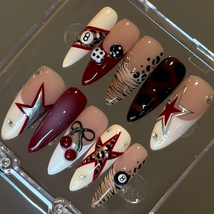 Artistic Stiletto Press-On Nail Set with Unique Designs Stornfield