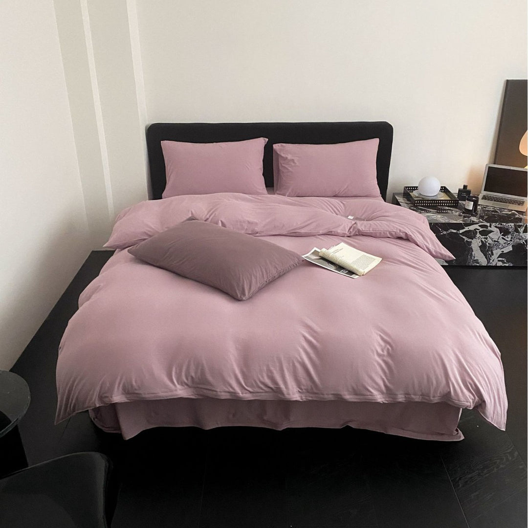 Washed Cotton Duvet Cover Set with Breathable Percale Weave, Deep Corner Ties & Envelope Pillowcases