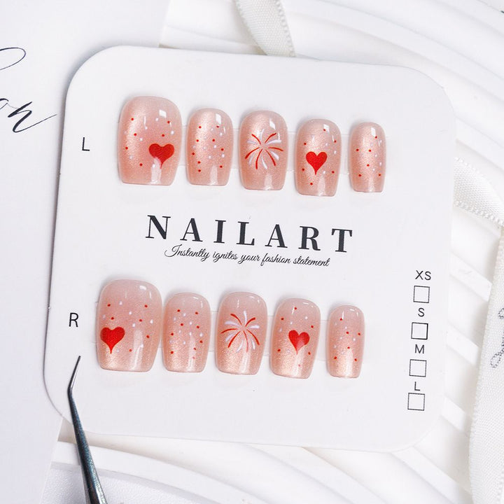 Artificial nails in romantic heart and star design Stornfield