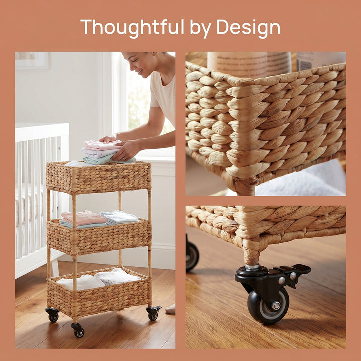 Mobile storage cart made of natural fabric Stornfield