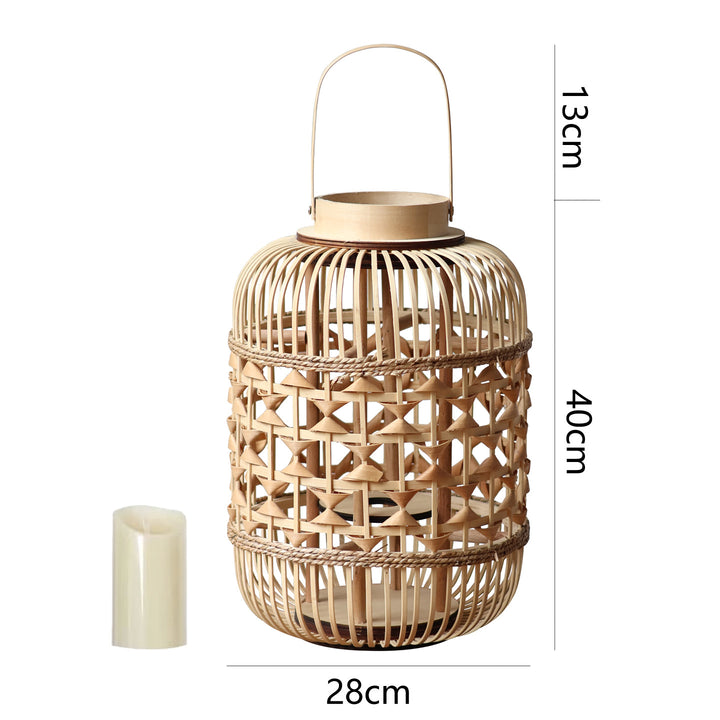 Decorative Lantern made of woven bamboo Stornfield