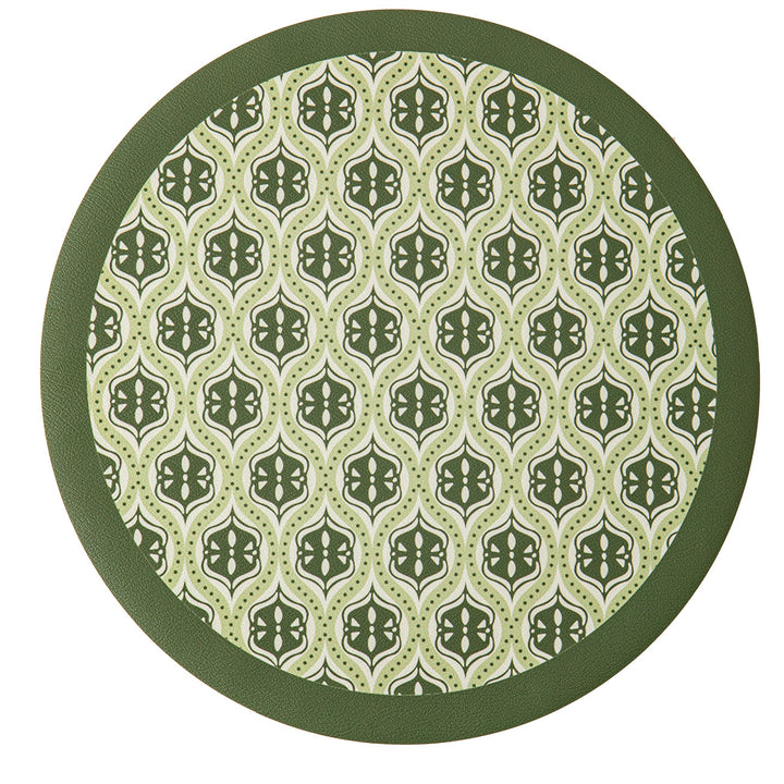 Round decorative rug with floral animal illustration and fine jacquard structure Stornfield