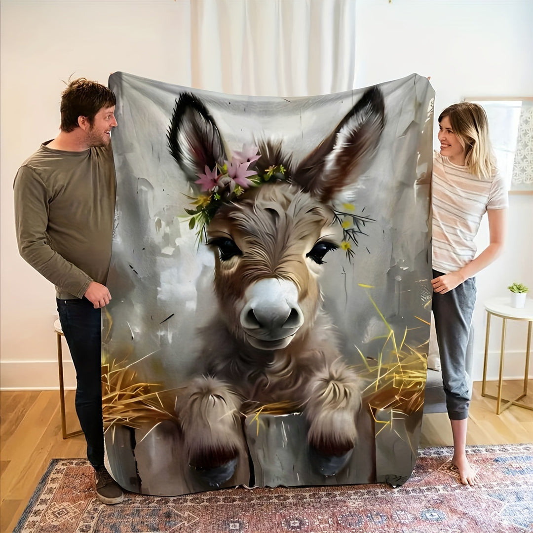 Soft Cartoon Dachshund-Themed Fleece Blanket