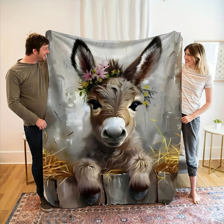 Soft Cartoon Dachshund-Themed Fleece Blanket