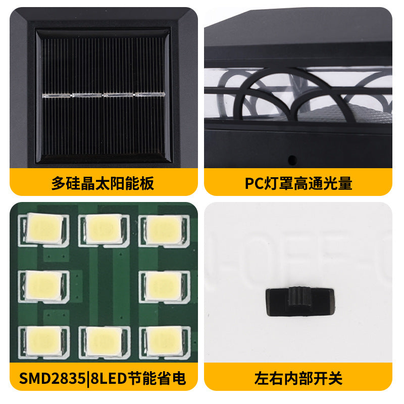 Decorative Solar LED Square Fence Post Cap With Lattice Pattern And Dual-Mode Warm And Cool Lighting Stornfield