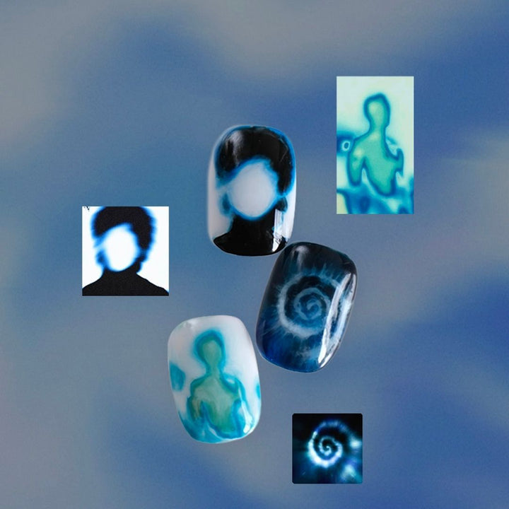 Artistic Coffee-Inspired Press-On Nail Art Set Stornfield