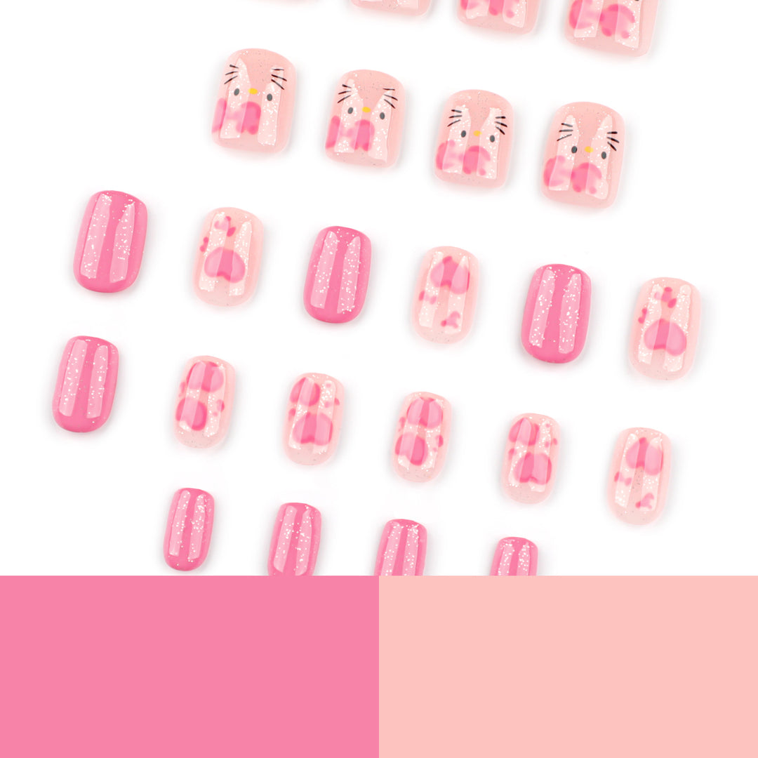 Artificial nail art with cute animal and heart motifs Stornfield
