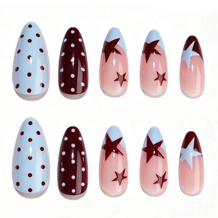 Acrylic nail set with creative dot and star design Stornfield