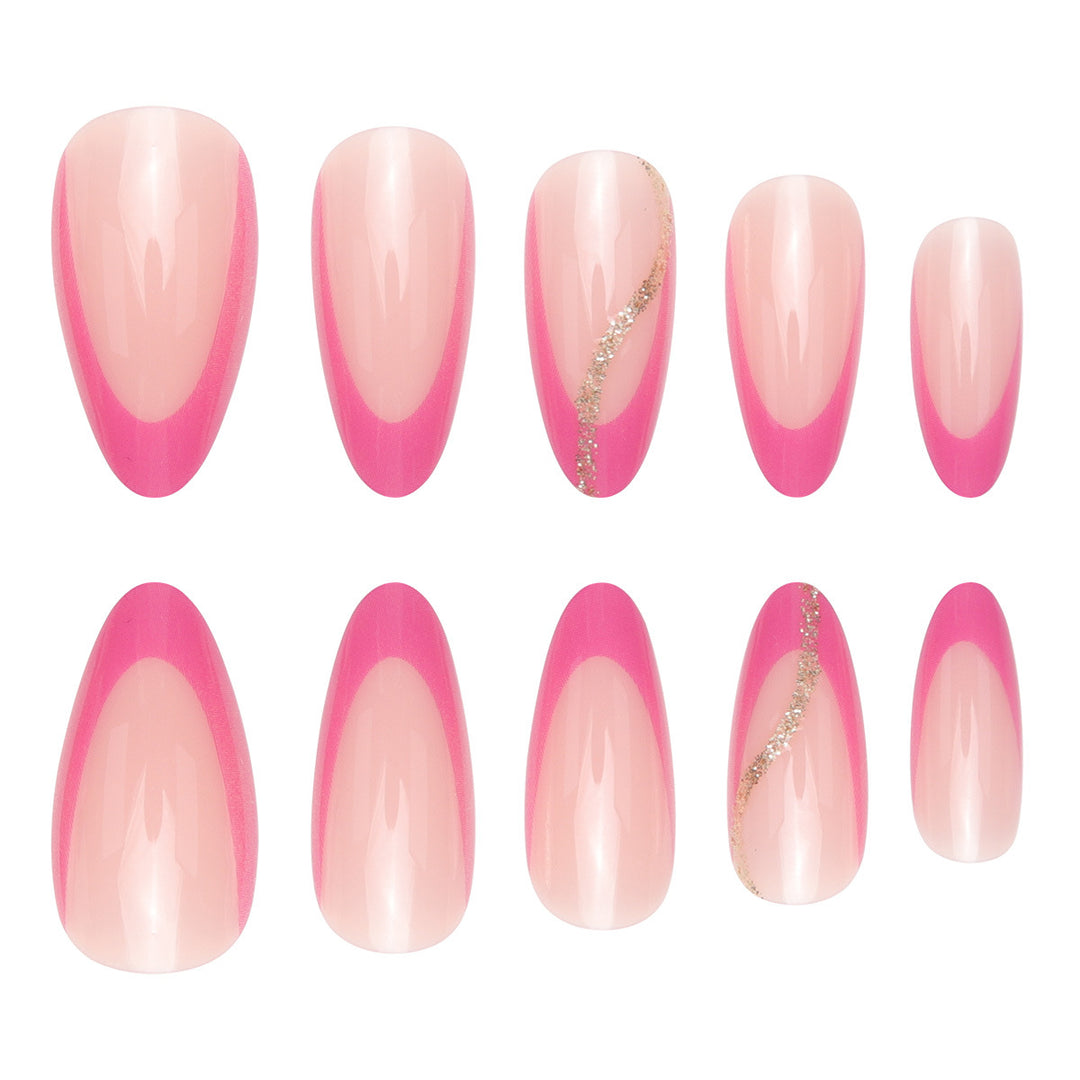 Elegant Stiletto Press-On Nails with Pink Ombre Design Stornfield