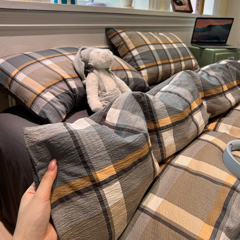 Cozy Plaid Cotton Bedding Set