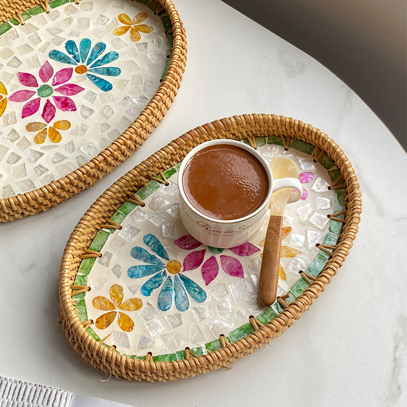 Ladies Elegant Serving Plate Set made of handwoven natural material Stornfield