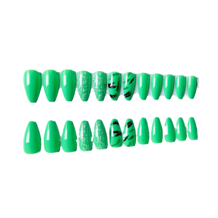 Artistic Green Stiletto Nail Art Set