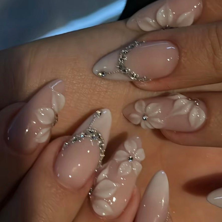 Acrylic Nail Extensions with Elegant Flower Design Stornfield