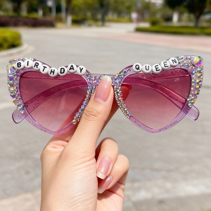 Decorative Rhinestone-Embellished Heart-Shaped Sunglasses Stornfield