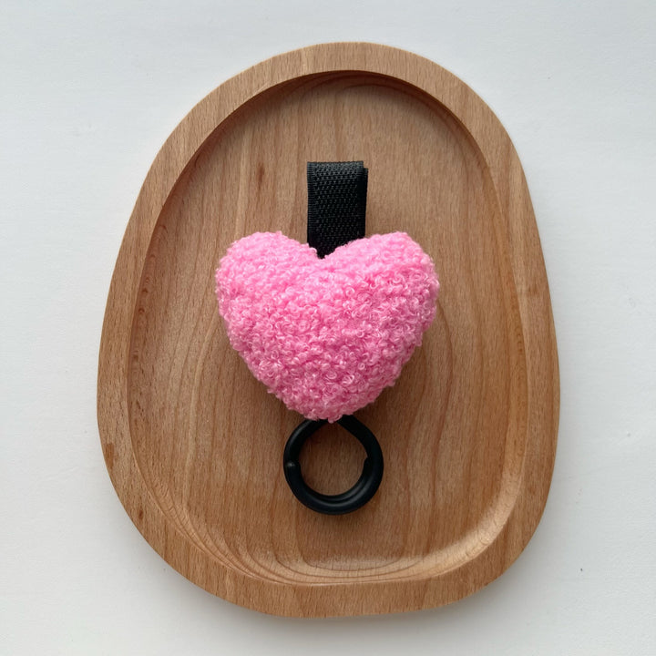 Plush Heart Pacifier Holder with Silicone Teething Ring