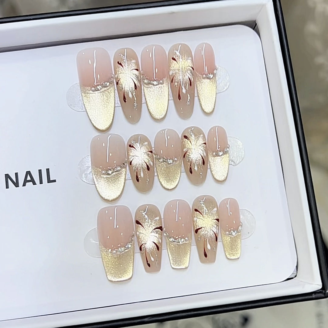Artistic Floral Pattern Press-On Nail Set Stornfield