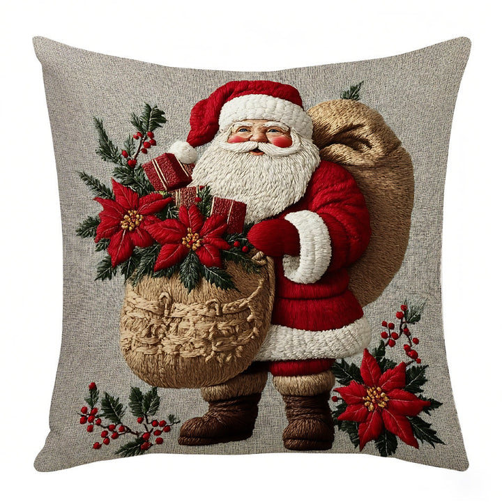 Embroidered Holiday Decorative Pillow