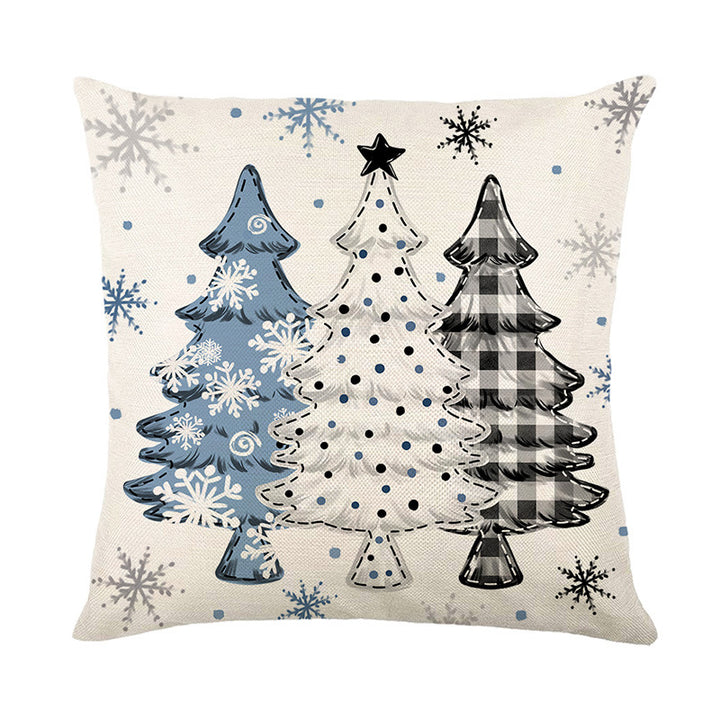 Seasonal Winter Decorative Throw Pillow Cover with 'Let It Snow' Script and Snowman Illustration
