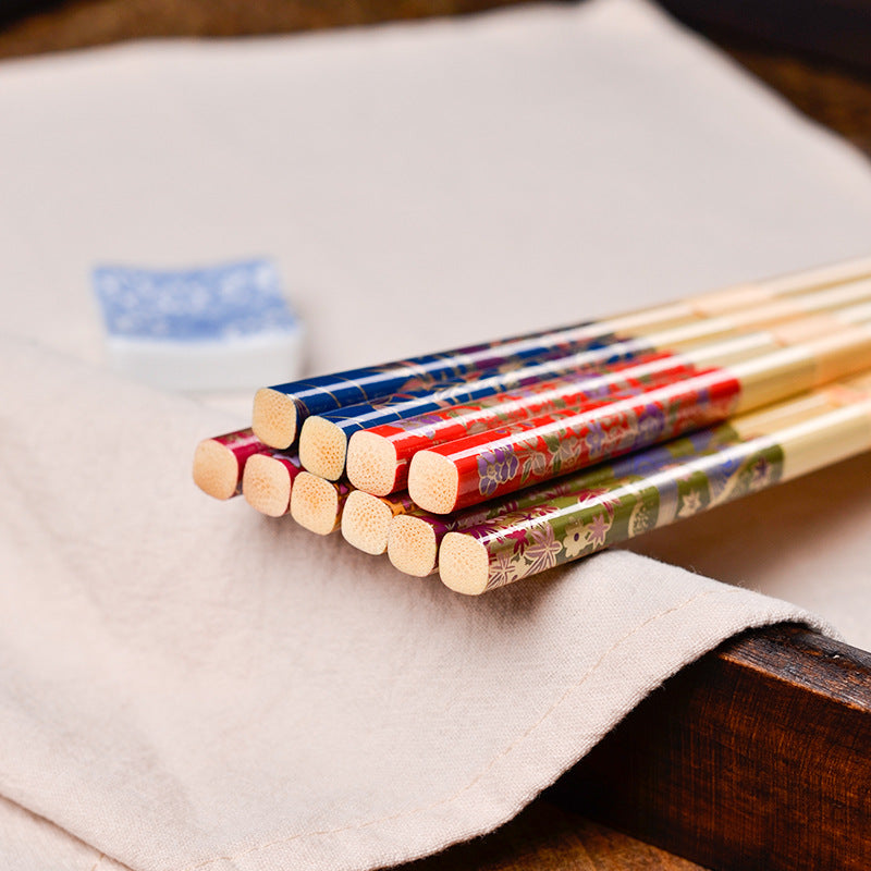 Japanese Botanical Handcrafted Bamboo Chopsticks Set of 5 | Stornfield