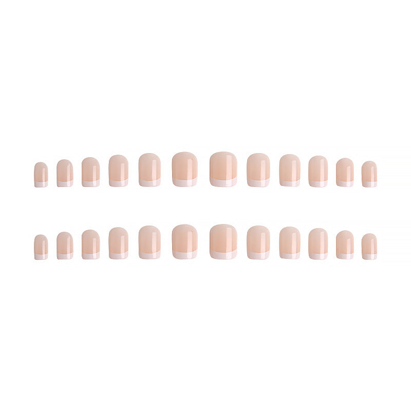 Artificial nail set with elegant French tips and natural shine Stornfield
