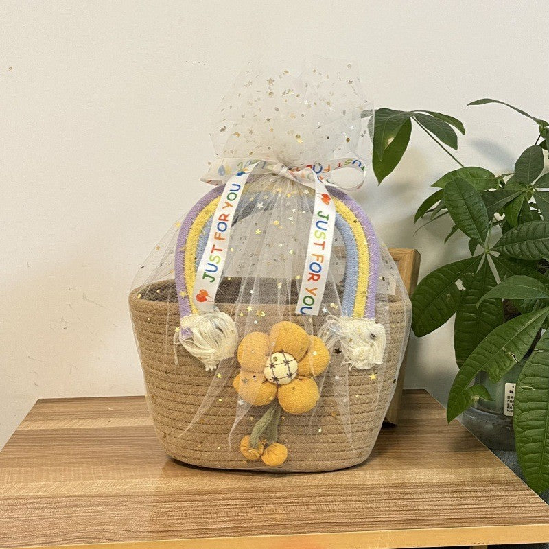 Women's handmade basket bag with color-coordinated handle accents Stornfield