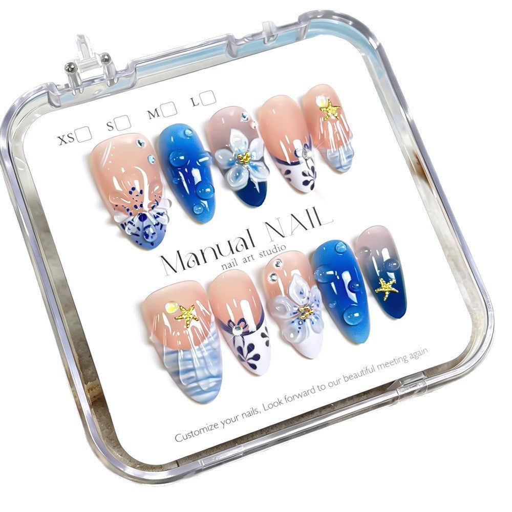 Artistic Floral Press-On Nail Set Stornfield