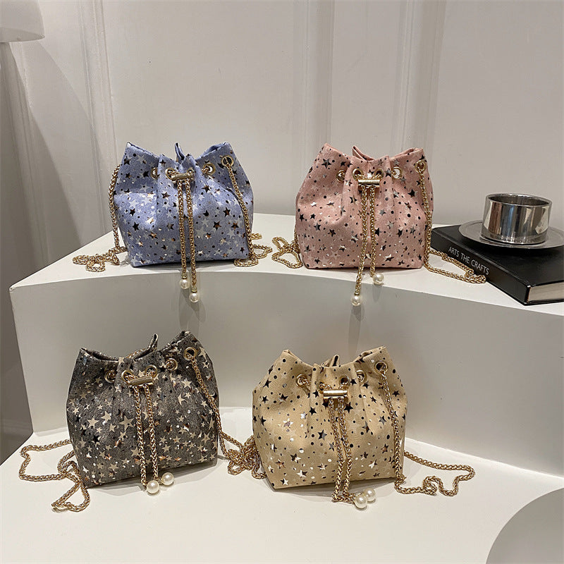 Star-Print Drawstring Handbag