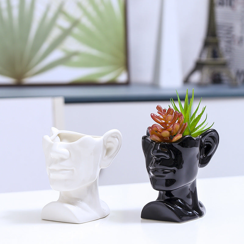 Artistic Head-Shaped Ceramic Succulent Planter Stornfeild