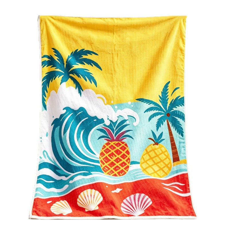 Beach blanket with tropical motif and high-quality waffle structure Stornfield