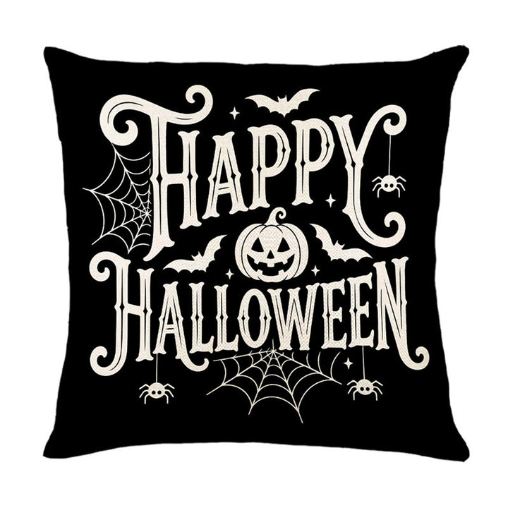 Halloween Ghost Cotton-Linen Square Throw Pillow Covers Set with Hidden Zipper