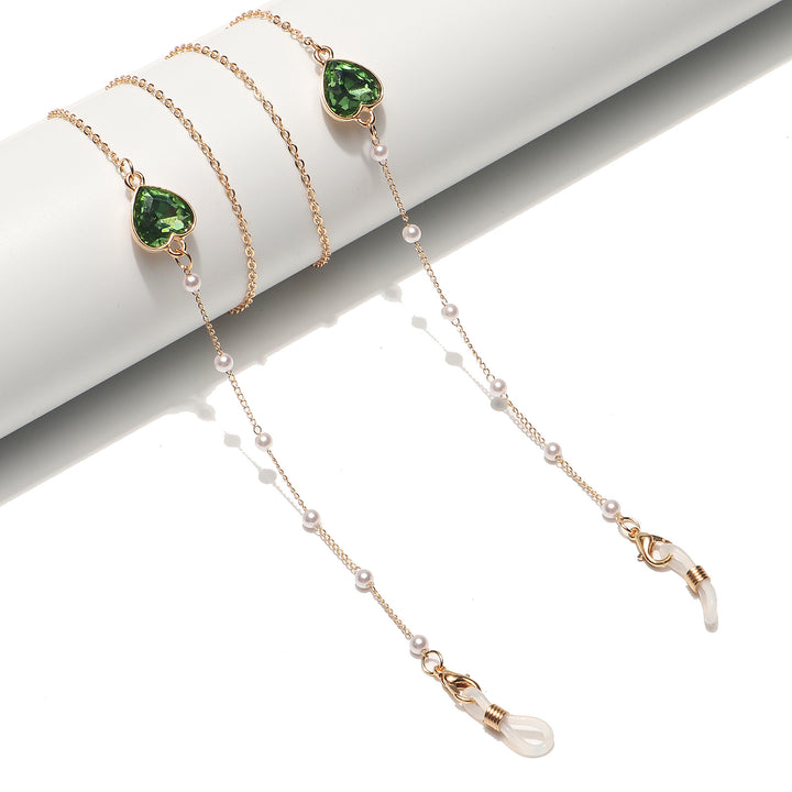 Heart-Shaped Crystal Eyewear Chain Stornfield