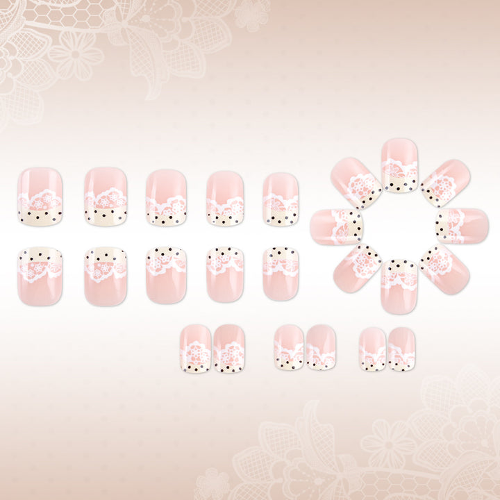Elegant Lace Design Press-On Nails Stornfield