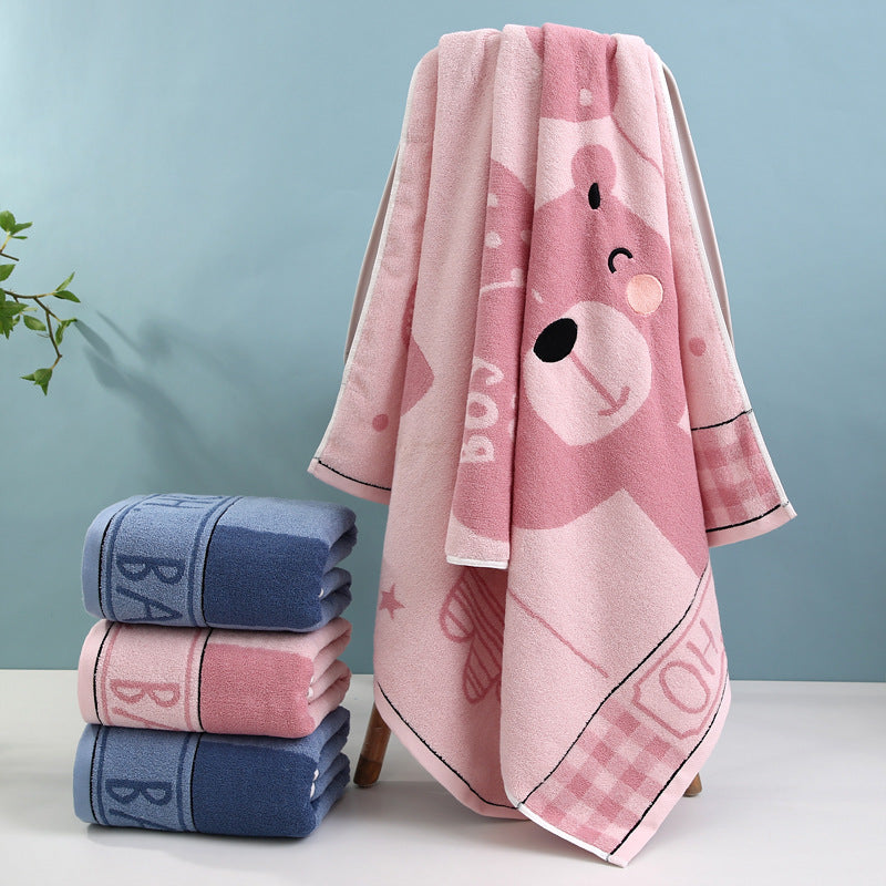 Cozy Terry Bath Towel With Cute Bear Motif Stornfield