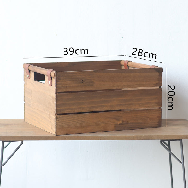 Robust storage basket made of wood Stornfield