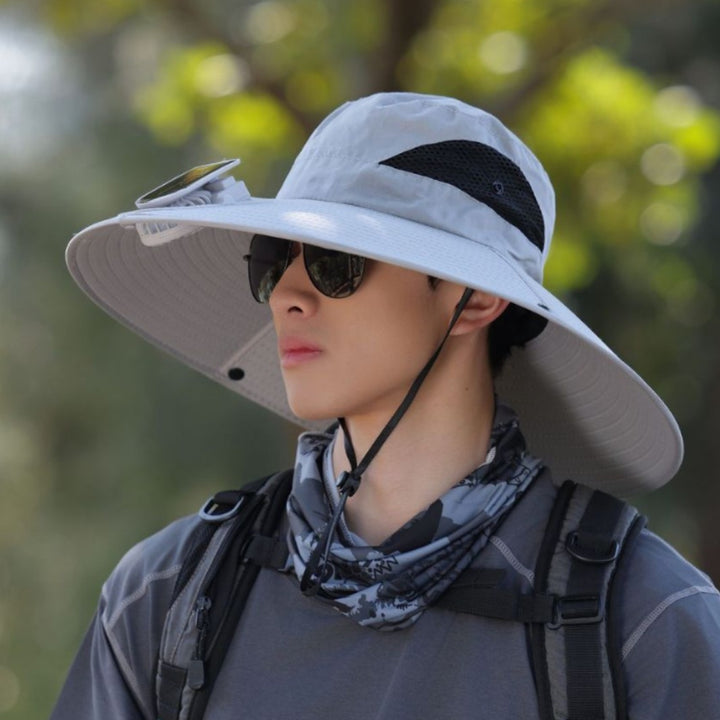 tactical fishing hat with wide brim, mesh ventilation and adjustable chin strap Stornfield