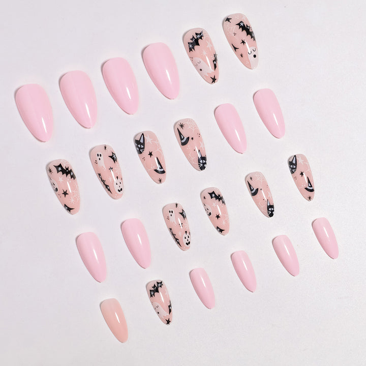 Artistic Halloween-Themed Press-On Nail Design Stornfield
