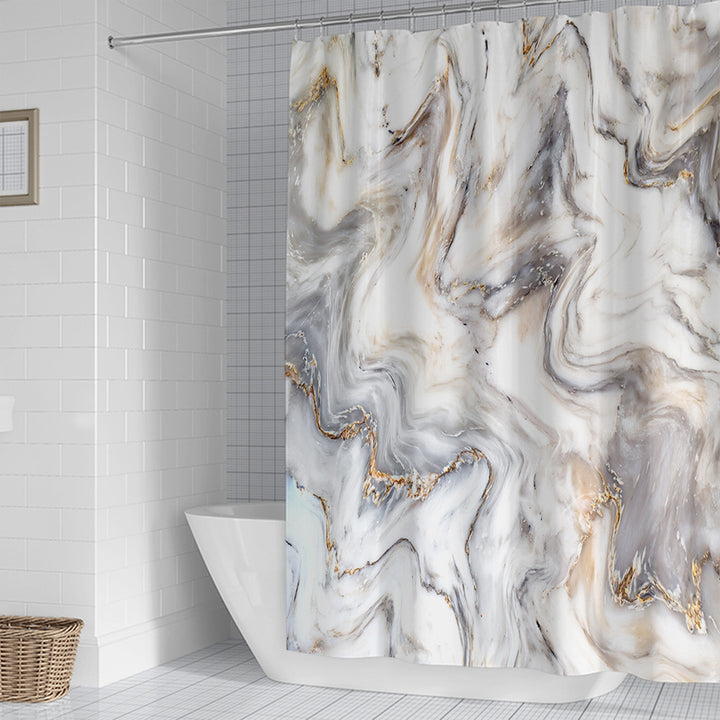 Elegant Marble-Patterned Shower Curtain Stornfield