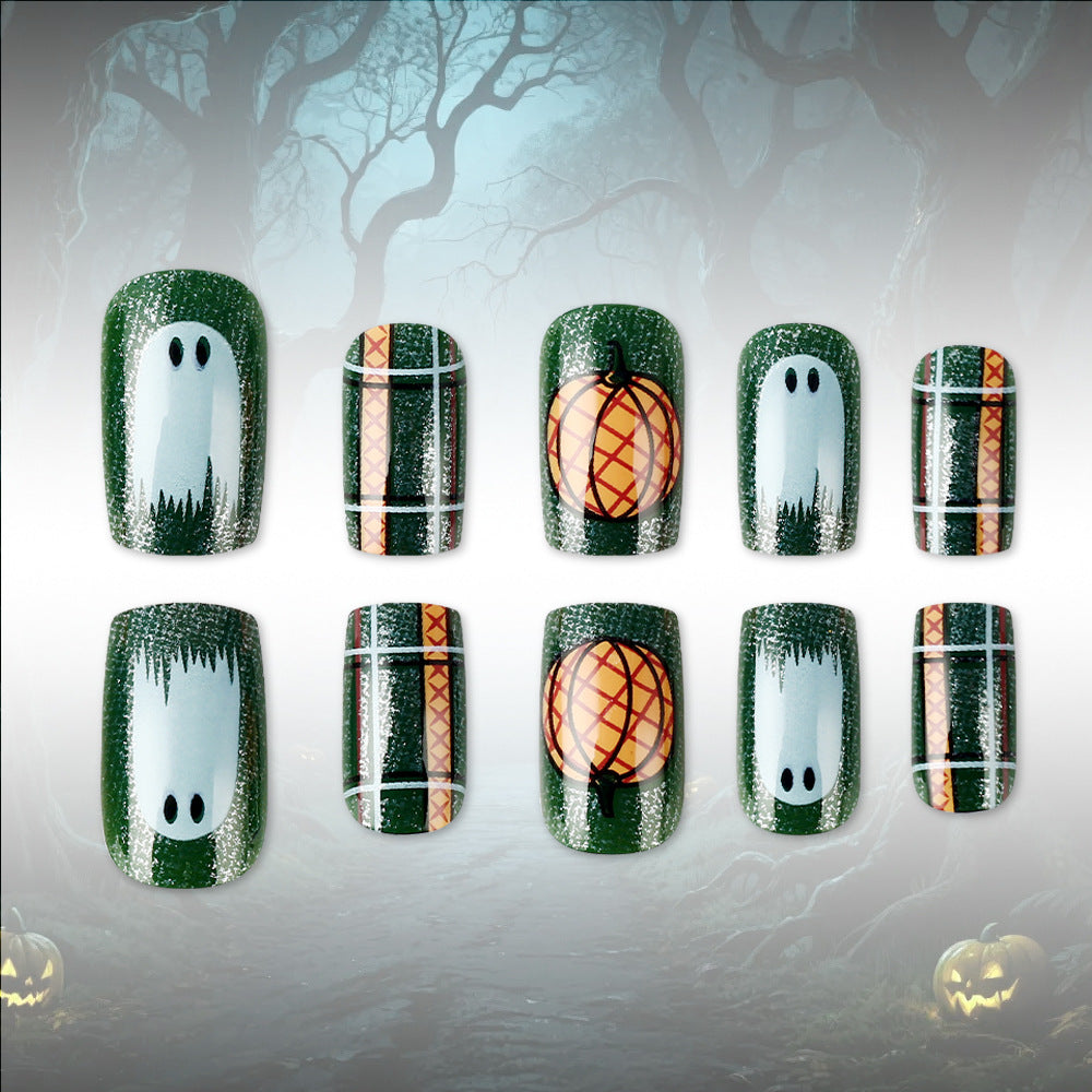 Pumpkin-Themed Press-On Nail Art Set Stornfield
