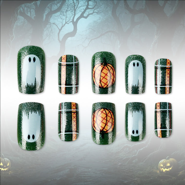 Pumpkin-Themed Press-On Nail Art Set Stornfield