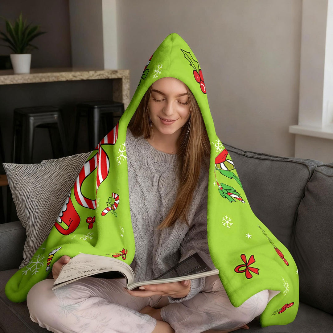 Festive Holiday-Themed Hooded Blanket