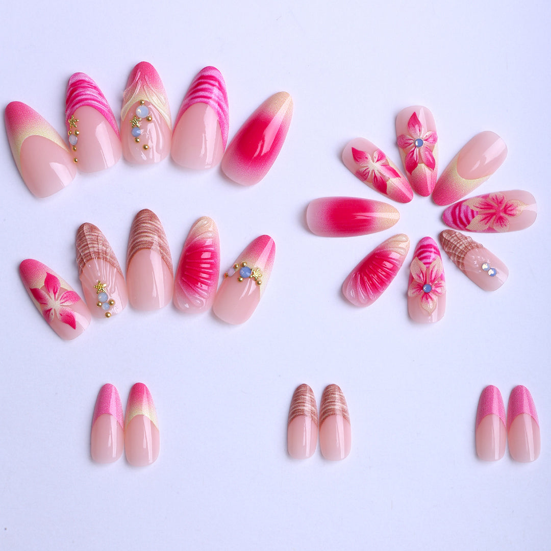 Artificial nails with creative 3D flower accents Stornfield