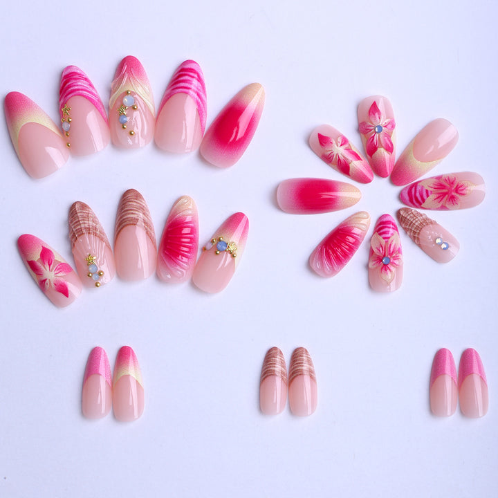 Artificial nails with creative 3D flower accents Stornfield