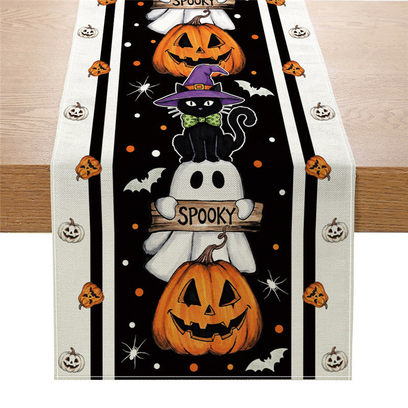 Halloween Jack-o'-Lantern Decorative Cotton Table Runner