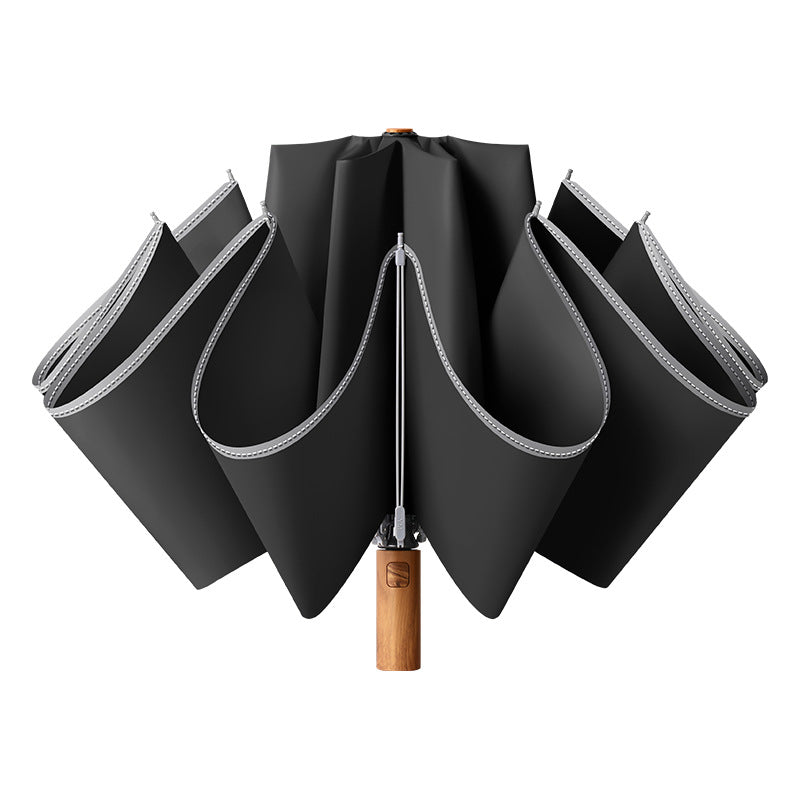 Ladies elegant automatic umbrella with ergonomic wooden handle Stornfield