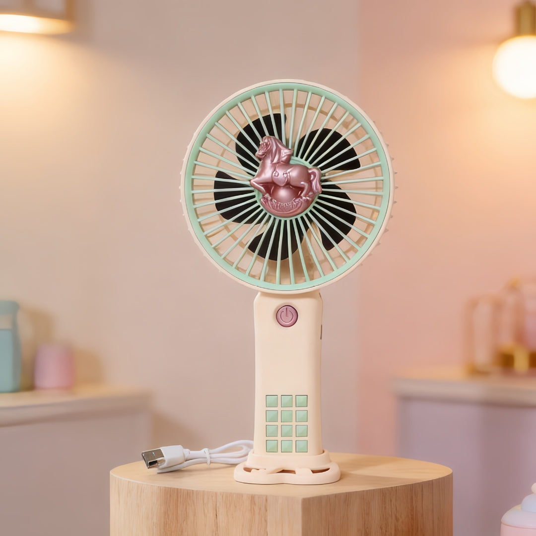 Women Portable Hand Fan with Innovative Unicorn Design Stornfield