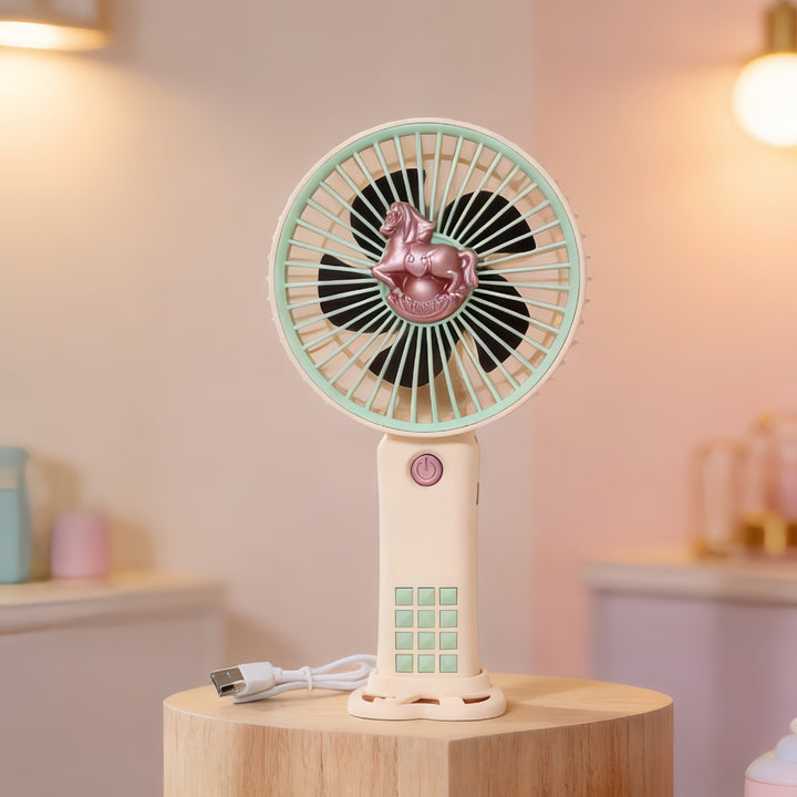 Women Portable Hand Fan with Innovative Unicorn Design Stornfield