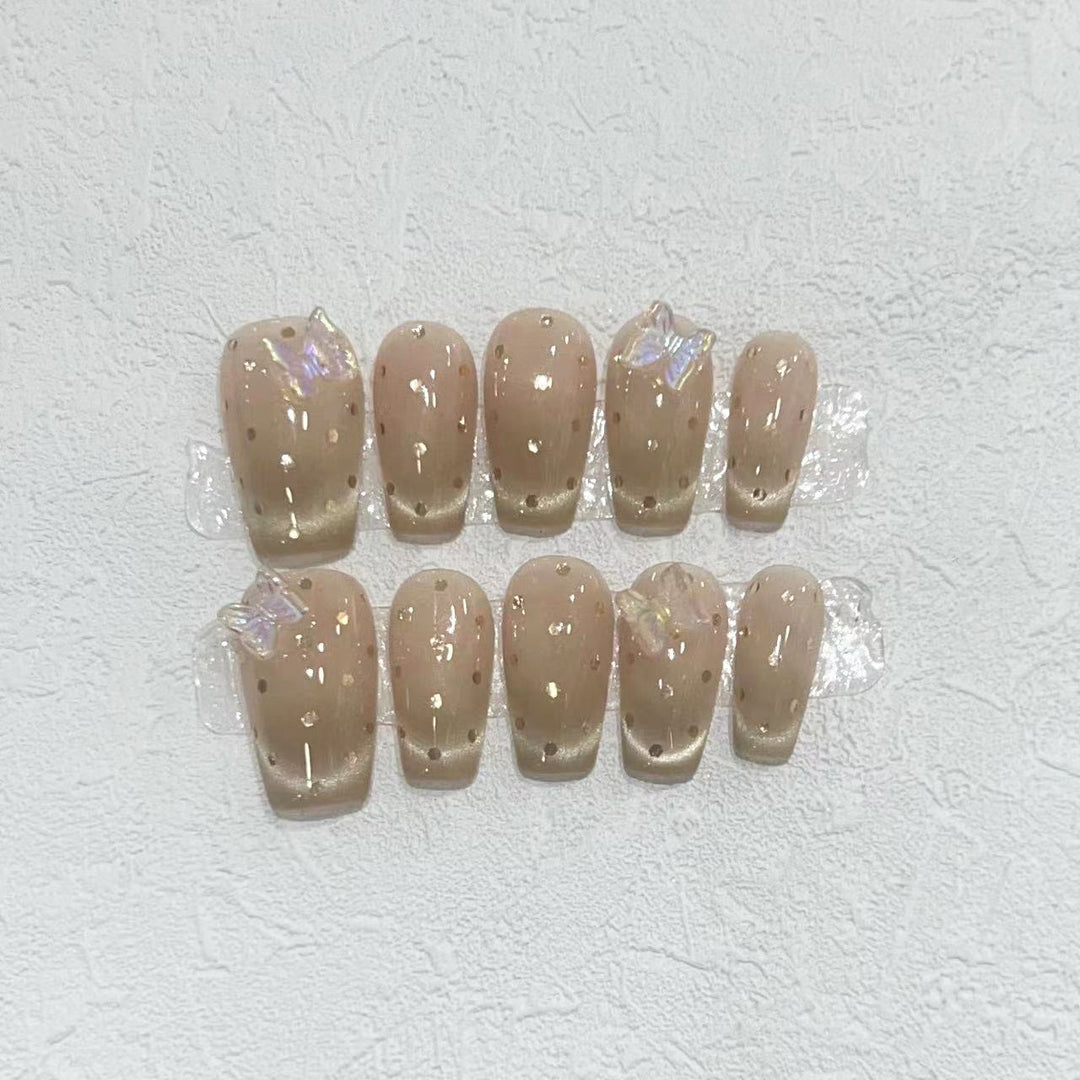 Premium Press-On Nail Set with Iridescent Accents Stornfield