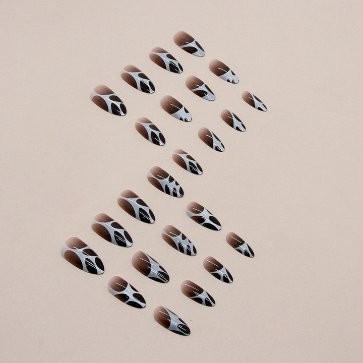 Artistic Press-On Nail Tips Set with Abstract Design