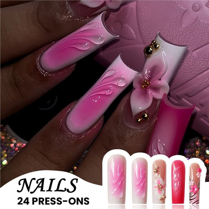 Decorative Floral Press-On Nail Extensions Stornfield