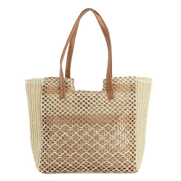 Handcrafted basket bag with leather handles Stornfield
